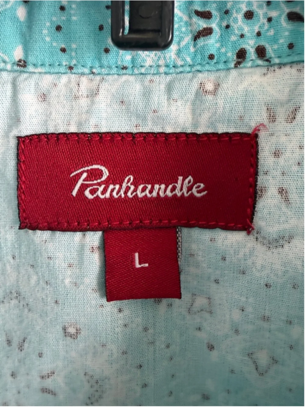 Women's Panhandle Turquoise & White Bandana Print Sleeveless Button Down Shirt L - Picture 2 of 4